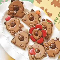 11pcs/set Cute Capybara Biscuit Mold Cartoon Animal Cookie Cutter and Stamps Fondant Cake Decoration Baking Tools Kitchen Gadget