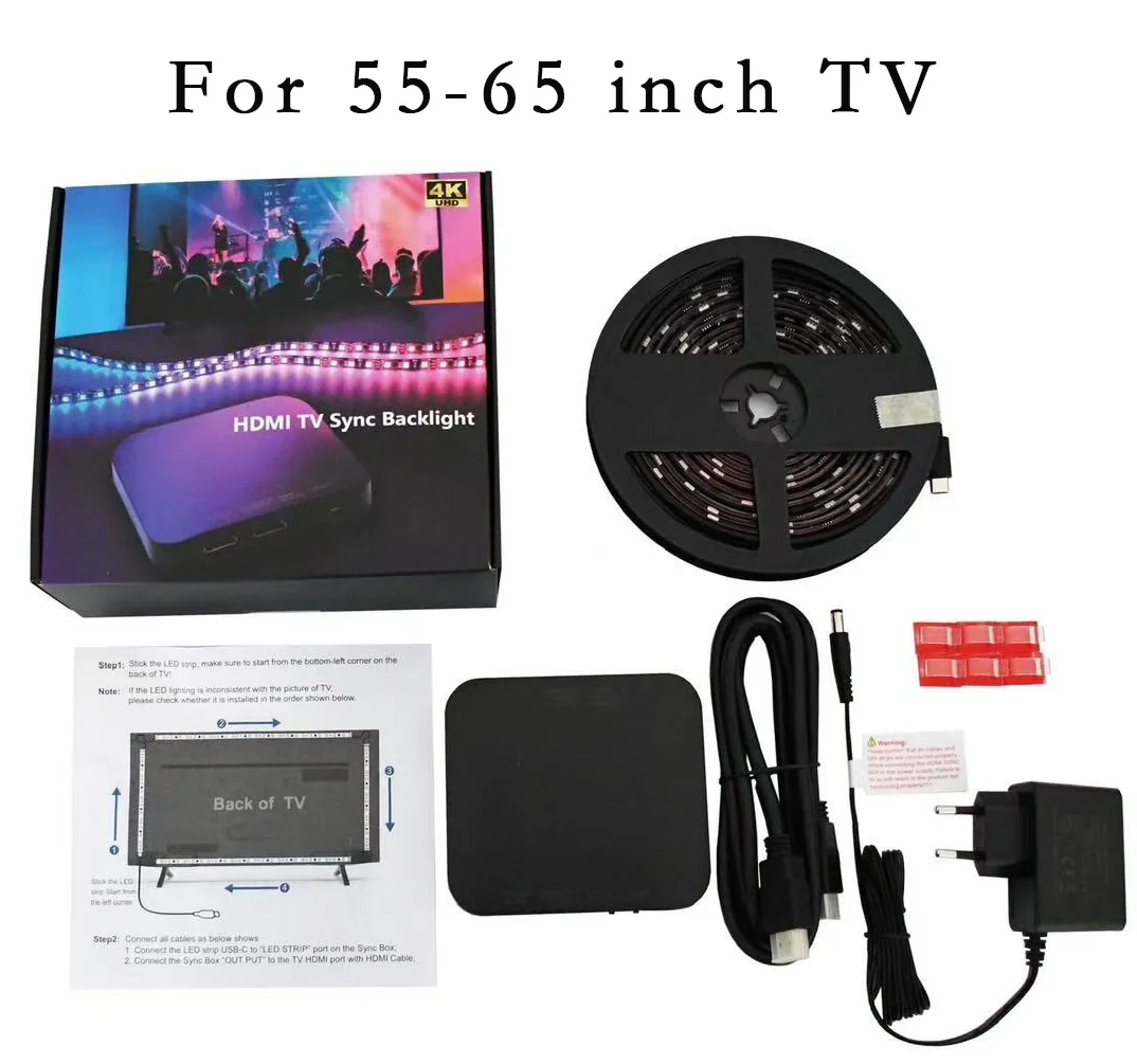 HDMI Sync TV-achtergrondverlichting RGBIC-stripverlichting met Sync Box, realtime kleuraanpassing, werkt met PS5/PC/Switch Gaming Room Decor