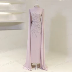 Luxury Mermaid Evening Dresses Women's Formal Sequined Appliques Long Sleeve High Neck Prom Gowns Customized Fashion Vestidos
