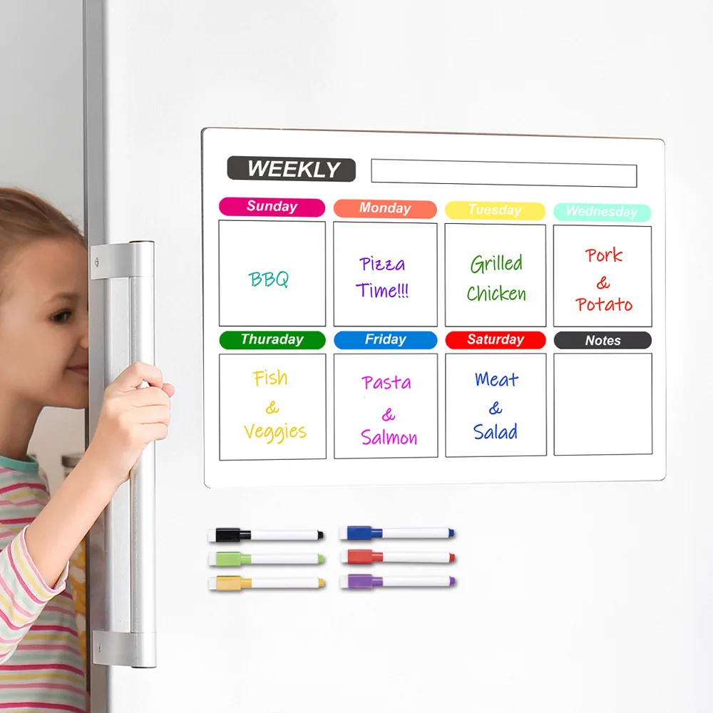 Erasable magnetic refrigerator stickers removable weekly and monthly planner note-taking message board schedule PVC whiteboard s