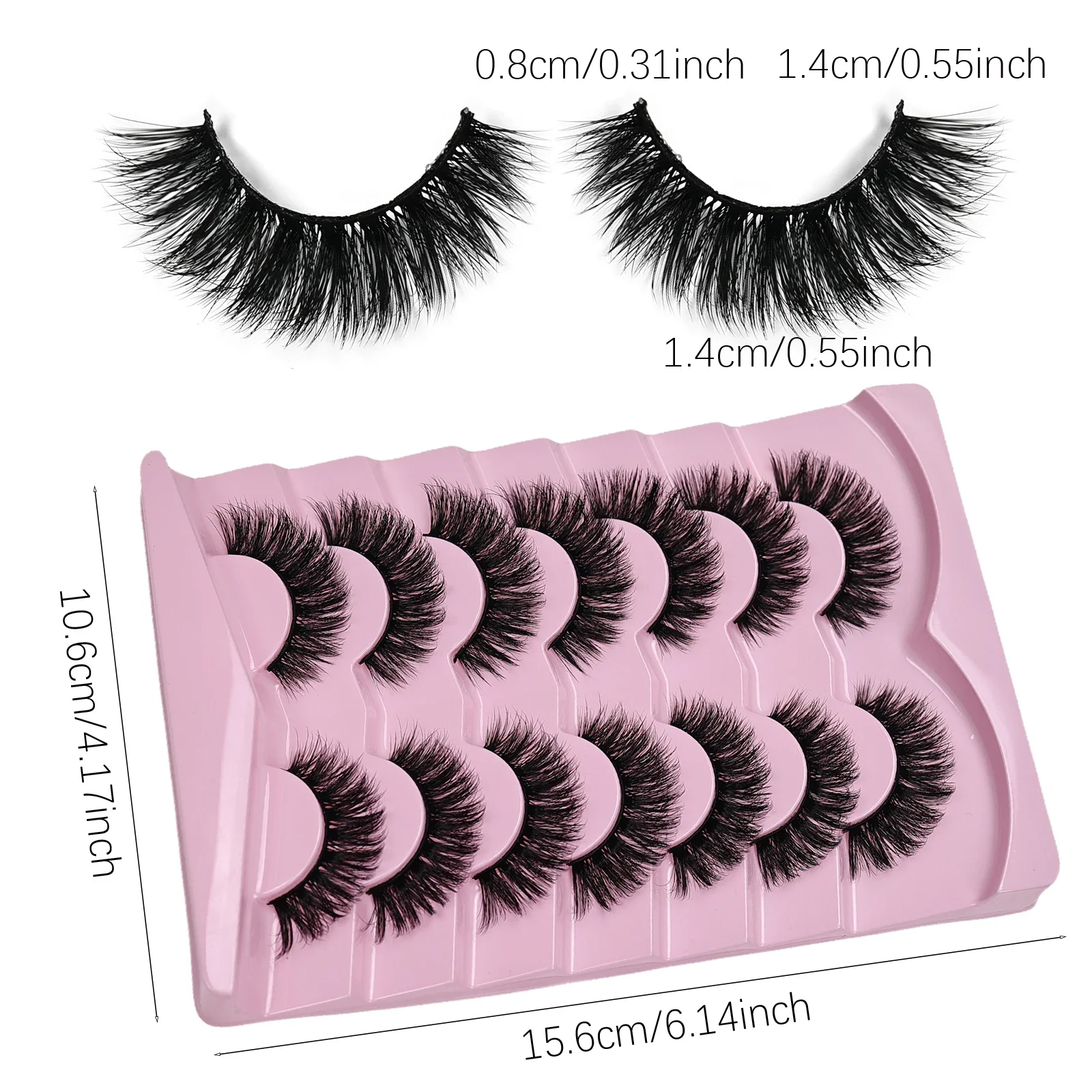 Cat Eye Lashes Volume Fake Fluffy Lashes, D Curl Strip, Optics Eye Look, Extension, fissuraminants 6D, Py Lashes, 7 Paires