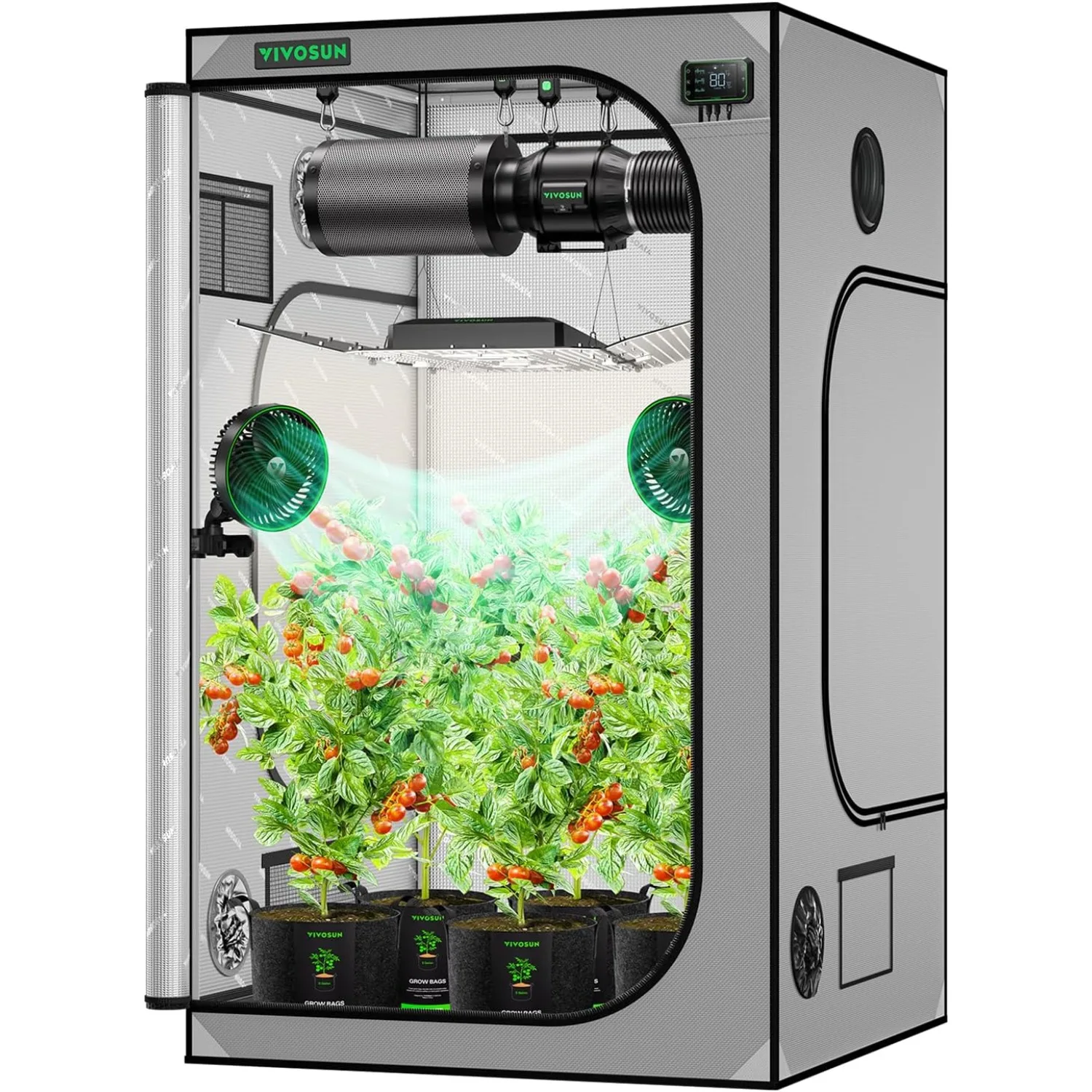 

G448 48"x48"x80" Grow Tent, 4x4 FT Advanced Gray Grow Tent with 22mm Thickened Poles, Observation Window and Floor Tray