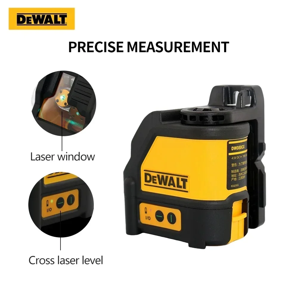 DEWALT Cross Laser Level DW088CG Indoor And Outdoor High-Precision 2-Lines Self Ieveling Green Beam Laser Level Power Tool
