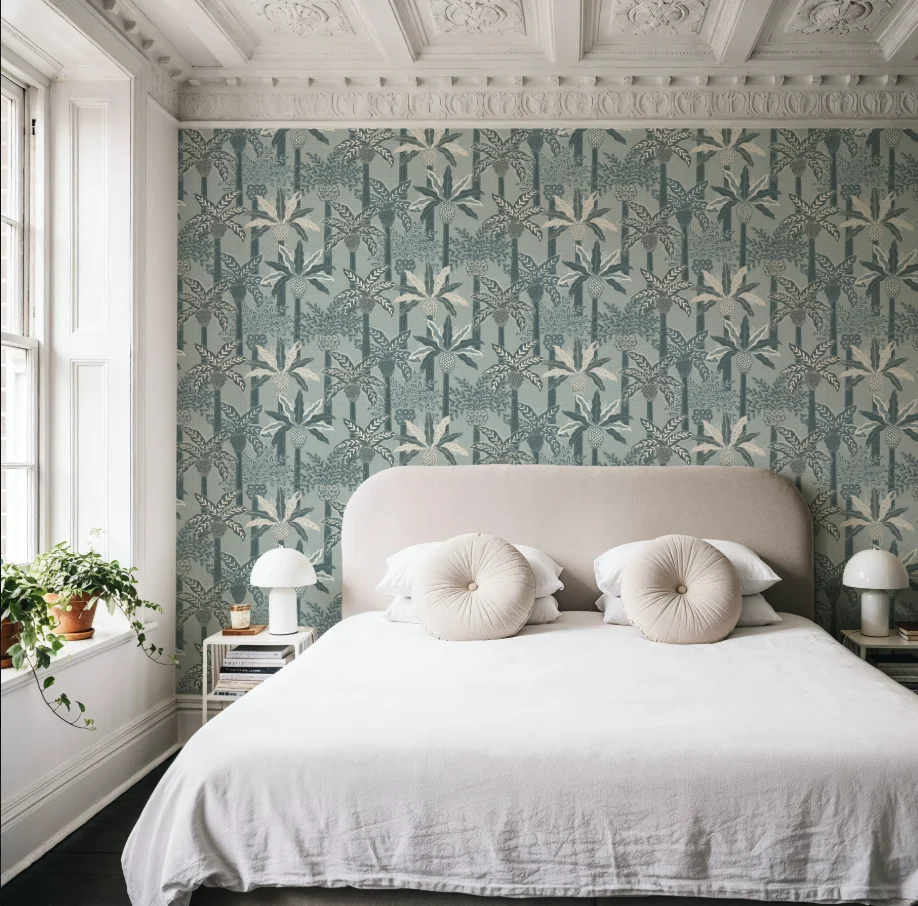 Customized size mural stylized palm tree, layered symmetrical infinite connection wallpaper living room bedroom decoration mural