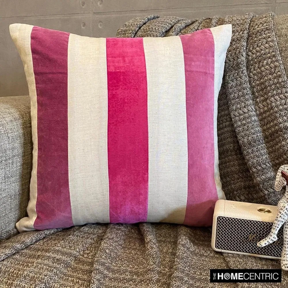 أغطية وسائد مخملية مرقعة، 20 × 20 بوصة، أغطية وسائد تحجب اللون الوردي، مجموعة من 2