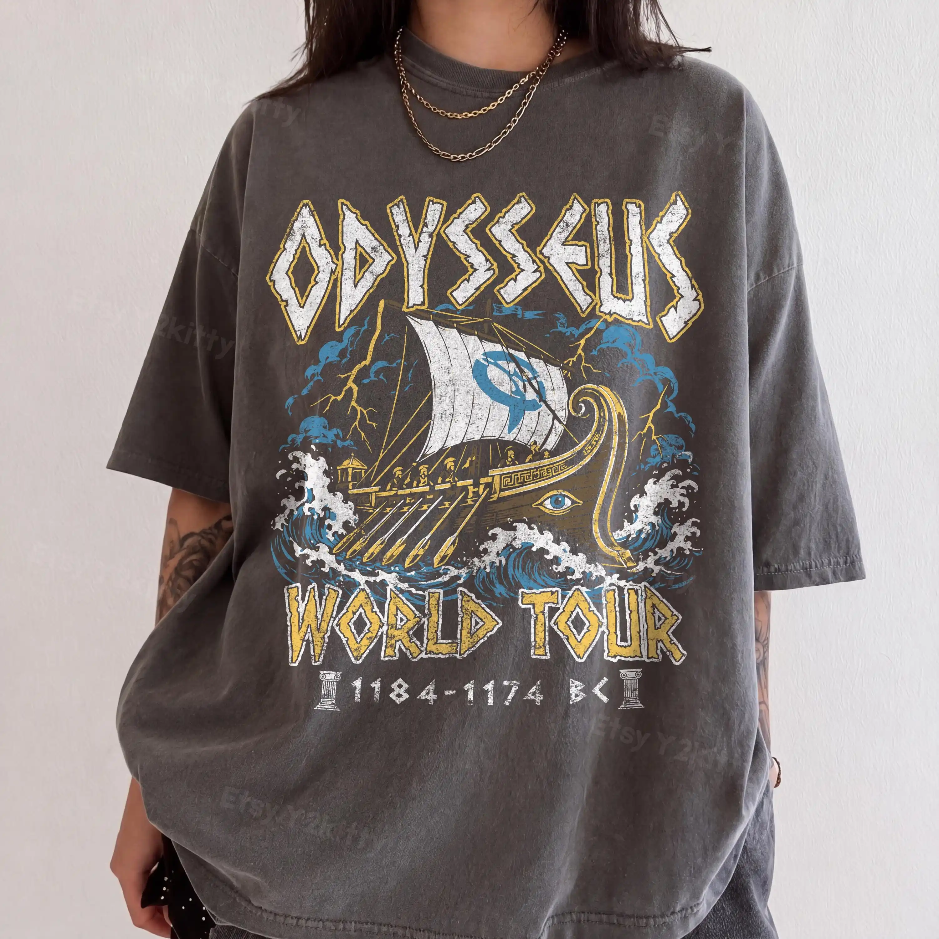 The Odyssey Shirt, Funny Odysseus World Tour Vintage Metal Band Tee, Ancient Greek Mythology Gift