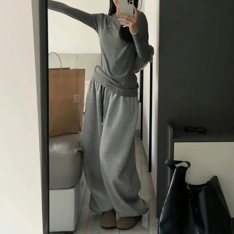 Winter Fleece Harem Pants for Women Y2K High Waist Oversized Loose Sweatpants Fashion Streetwear All-Match Drawstring Trousers