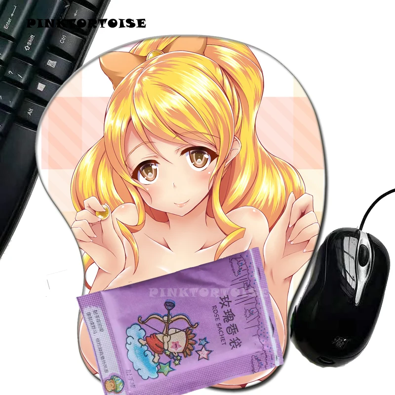 PINKTORTOISE Anime 3D Oomori Yuuko Mouse Pad  with Silicone Wrist Rest Mousepad Chest Mouse Hand PC Office Comic Mouse mat