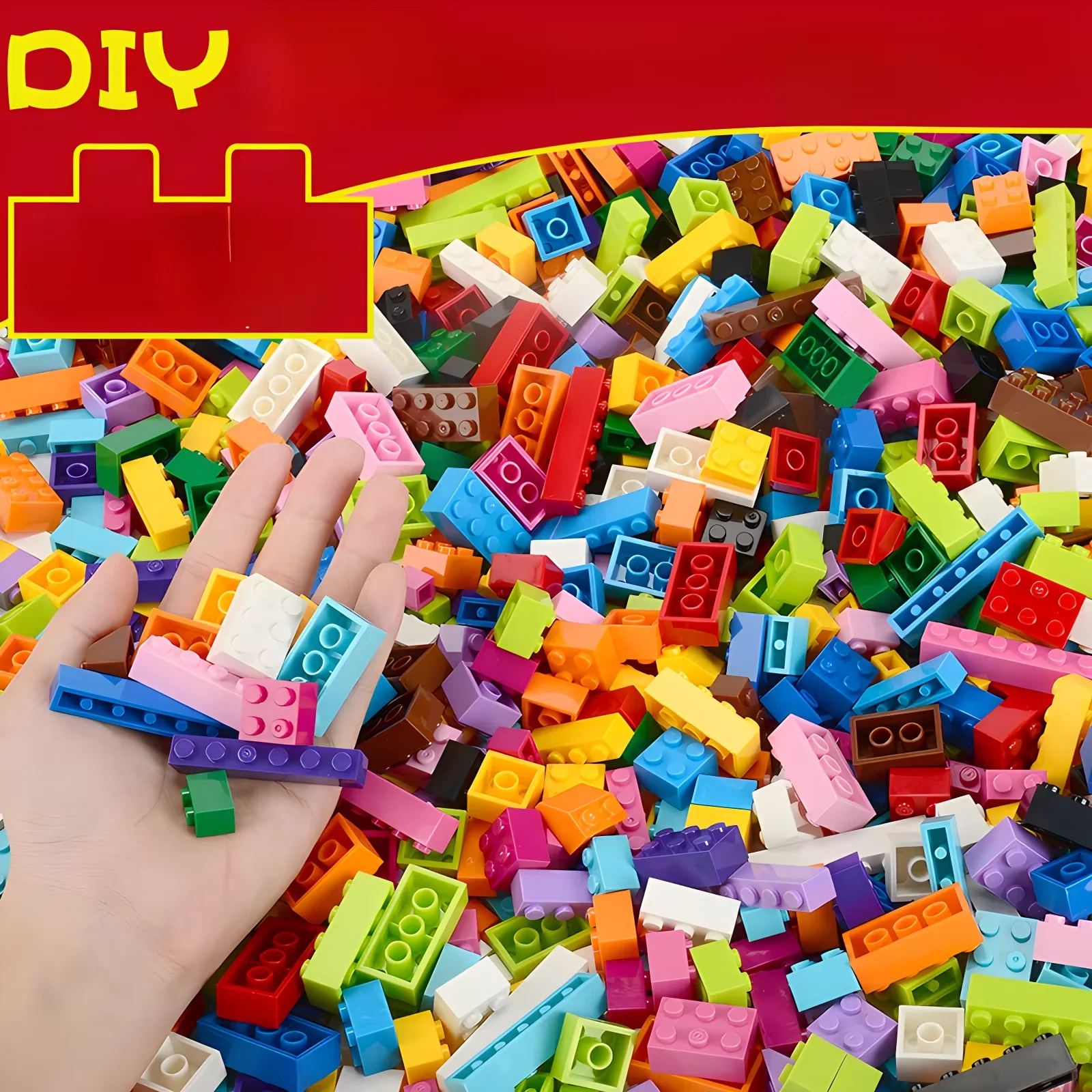 1000PCS DIY Creative Building Blocks Lot Pack Set Urban Classic MOC Building Blocks Assembled Birthday Gift Kids Educational Toy