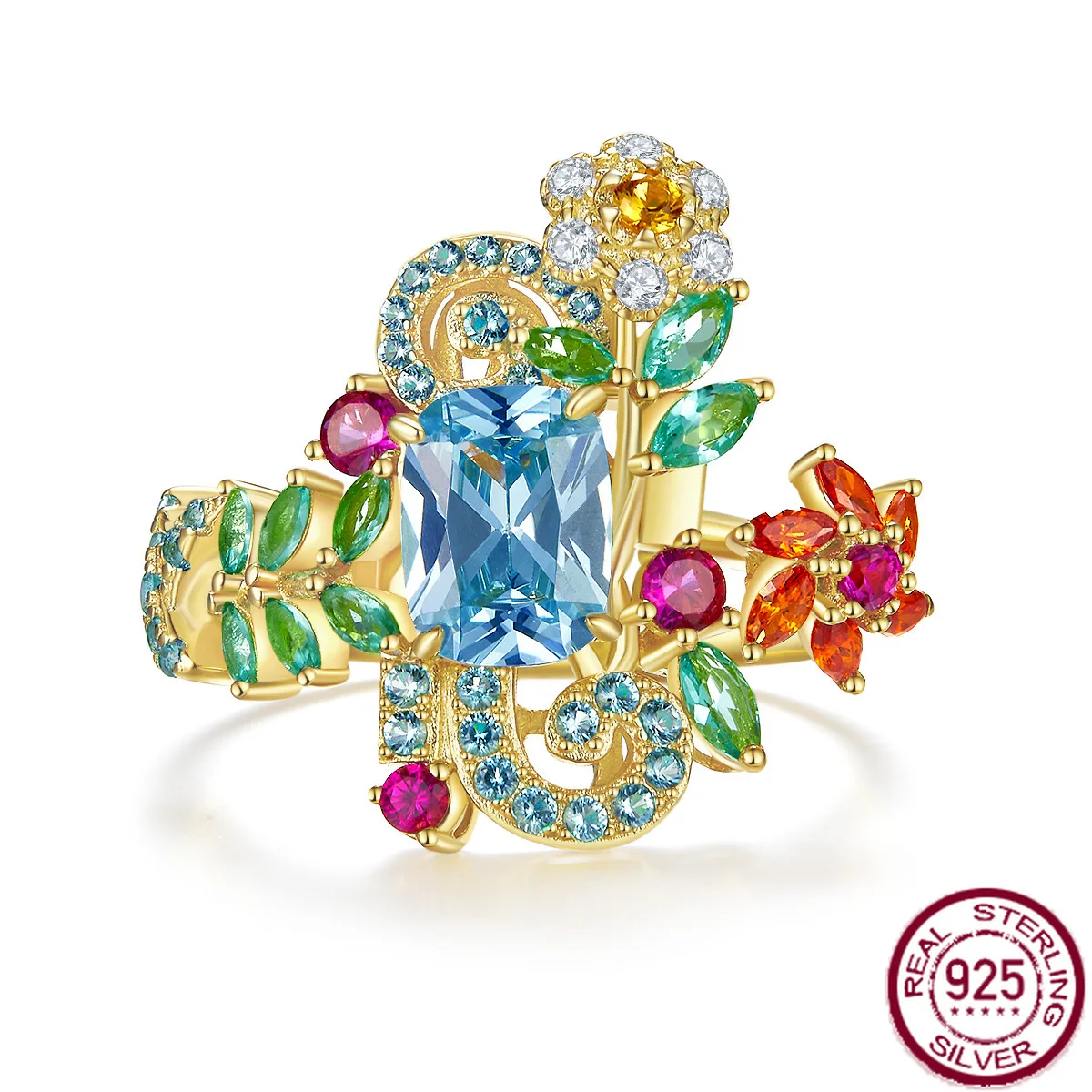 

Новое популярное серебро s925, полный бриллиант, морской синий цвет сокровища, Моне, сад, элитные ювелирные изделия, свадебные украшения