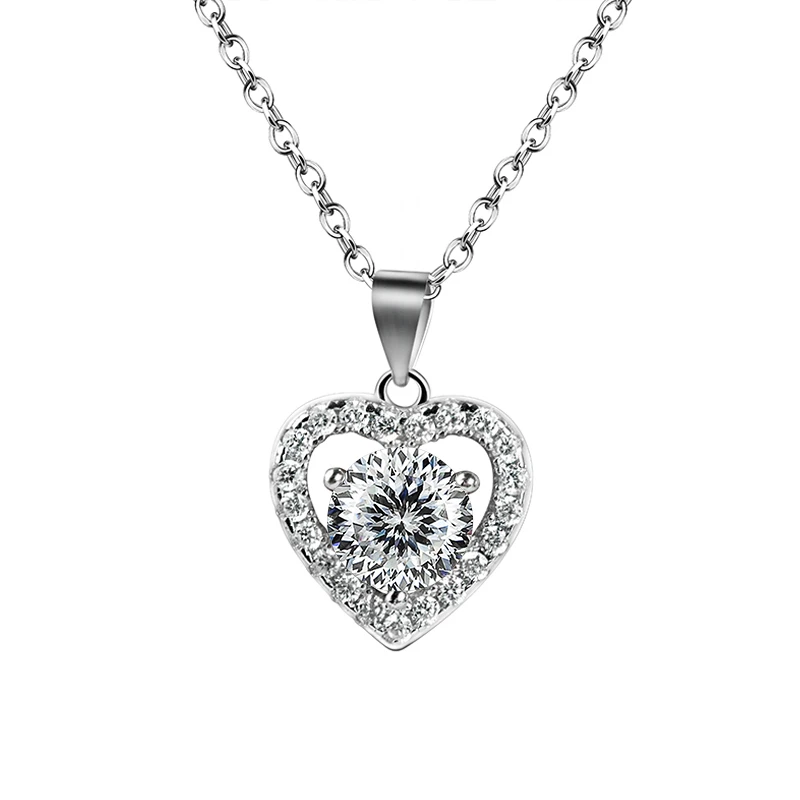 JoyceJelly 17 Color 1CT Moissanite Necklace 100% 925 Sterling Silver Heart Shape Pendant Wedding Fine Jewelry Wholesale Price