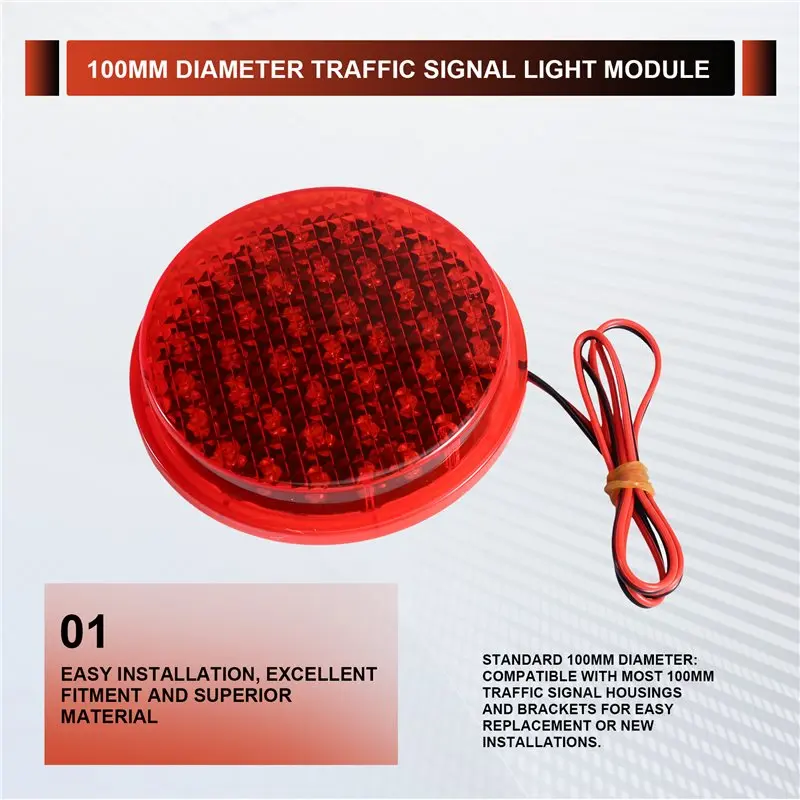 100Mm Diameter Traffic Signal Light Module DC 12V LED Traffic Lamp LED Traffic Signal Light Lampwick No Visor