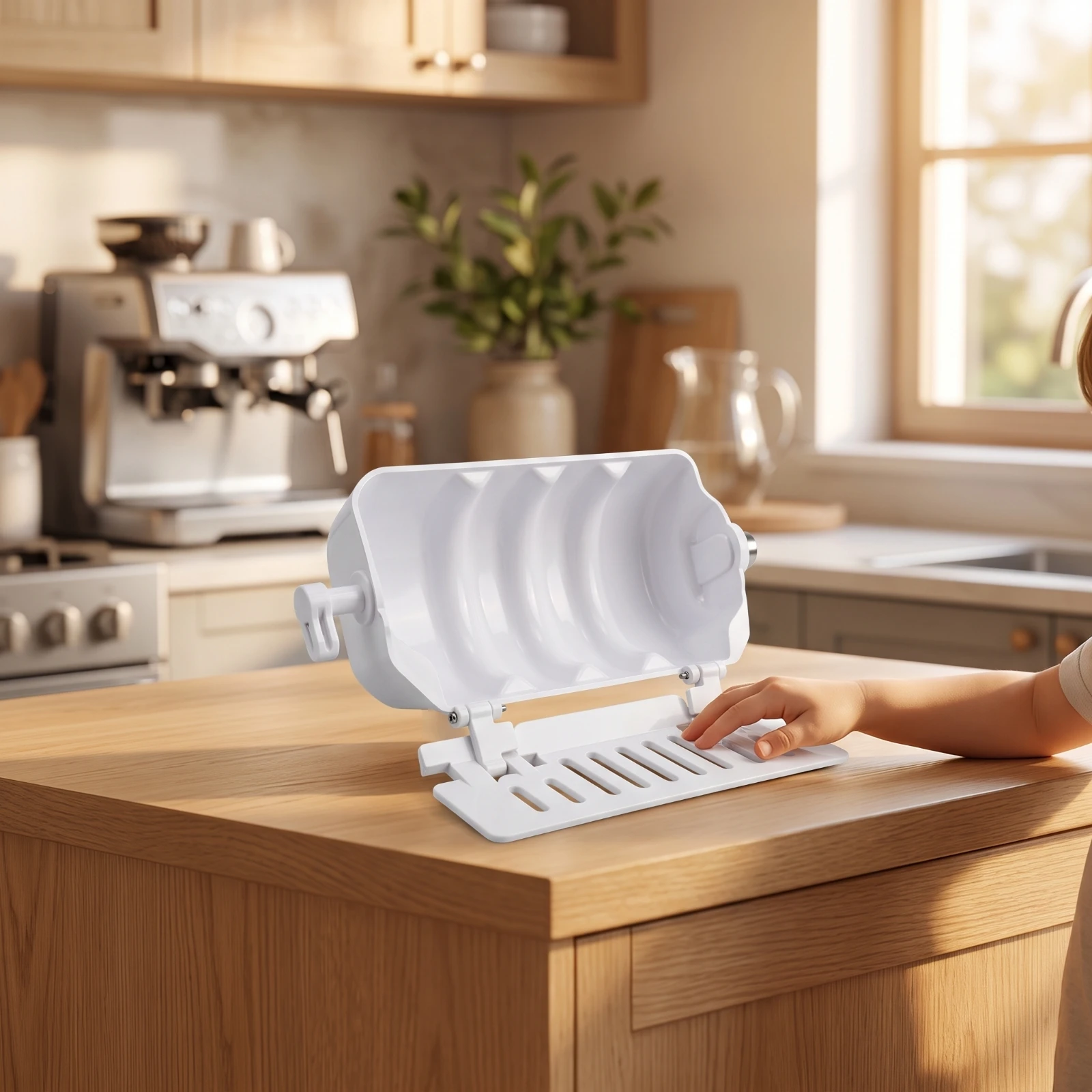 Ice Maker Container with Foldable Flap Compact Ice Maker Box with Drainage Slots for Kitchen, Home view 6