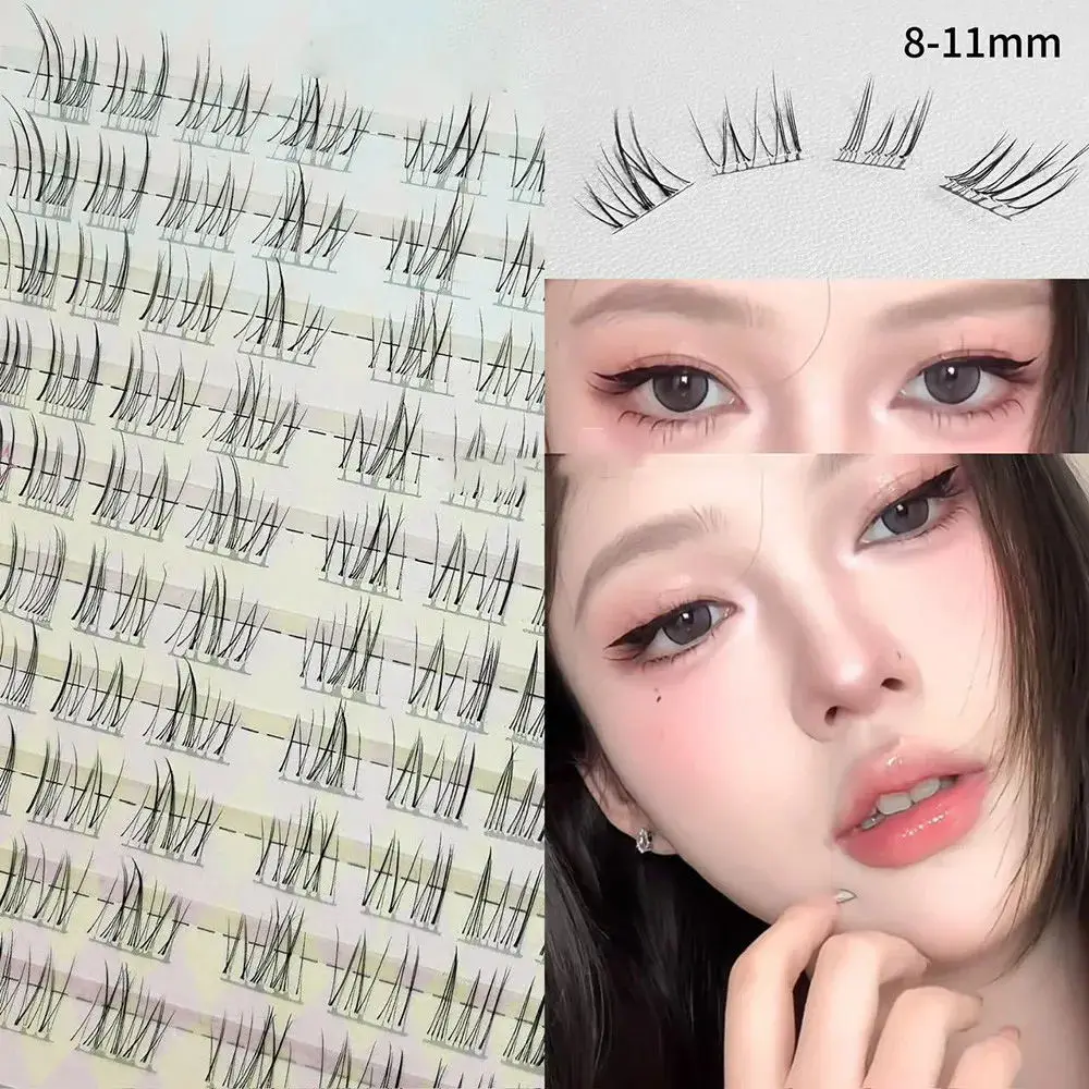 10 linhas estilo aveludado raposa cílios postiços finos terrier cílios postiços naturalmente segmentados cílios de fadas cluster extensões diy