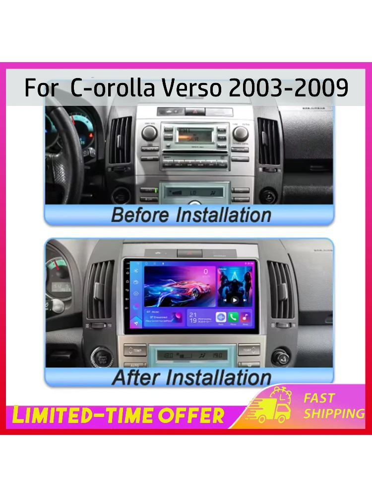 Carplay autoradio multimediaspeler videoscherm voor Toyota Corolla Verso 2003 - 2009 Android autoradio GPS BT - afbeelding 2