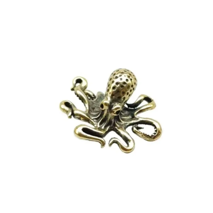 Brass Octopus Ornament Handmade Pure Copper Octopus Handle Piece Tea Ceremony Accessories Creative Tea Pet