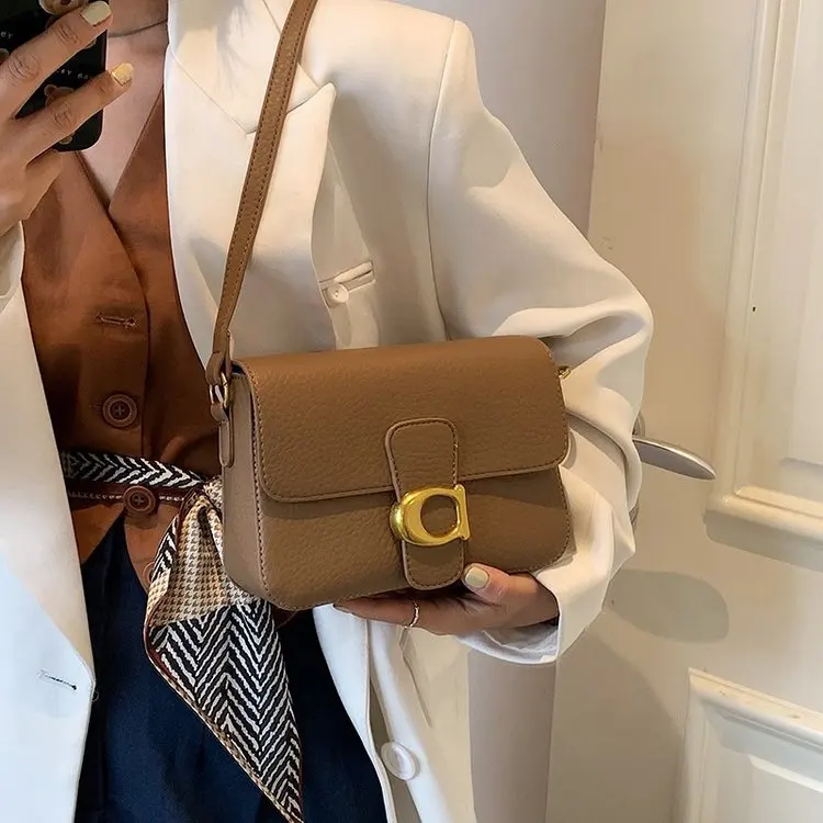 

2025 Summer Waxed Leather Square Bag, Luxe Shoulder Purse for Women, Minimalist Crossbody Tote, Niche Day-to-Night Bag