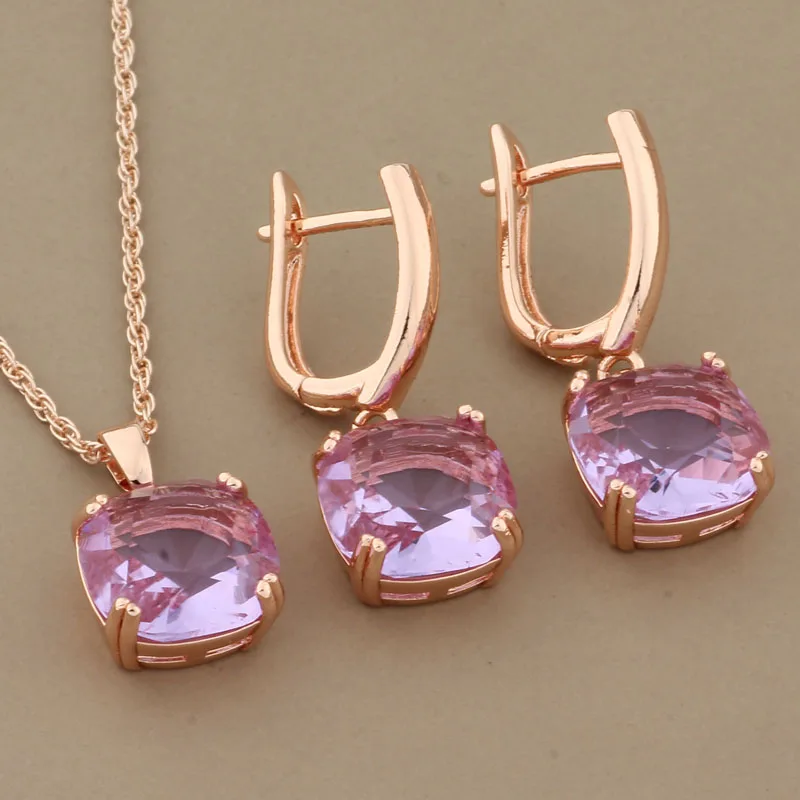 New Bridal Jewelry Sets Wedding Modern Women\'s Earrings Sets  585 Rose Gold Color High Quality Cubic Zirconia Jewelry Set Gifts