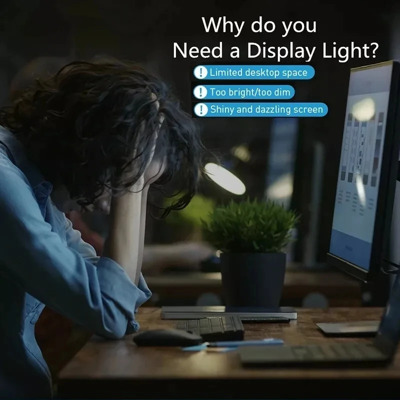 RGB LED Monitor Light Bar Stepless Dimmable Eye Protection Screen Hanging Lamp for PC Laptop Gaming Work RGB Screen Hanging Lamp