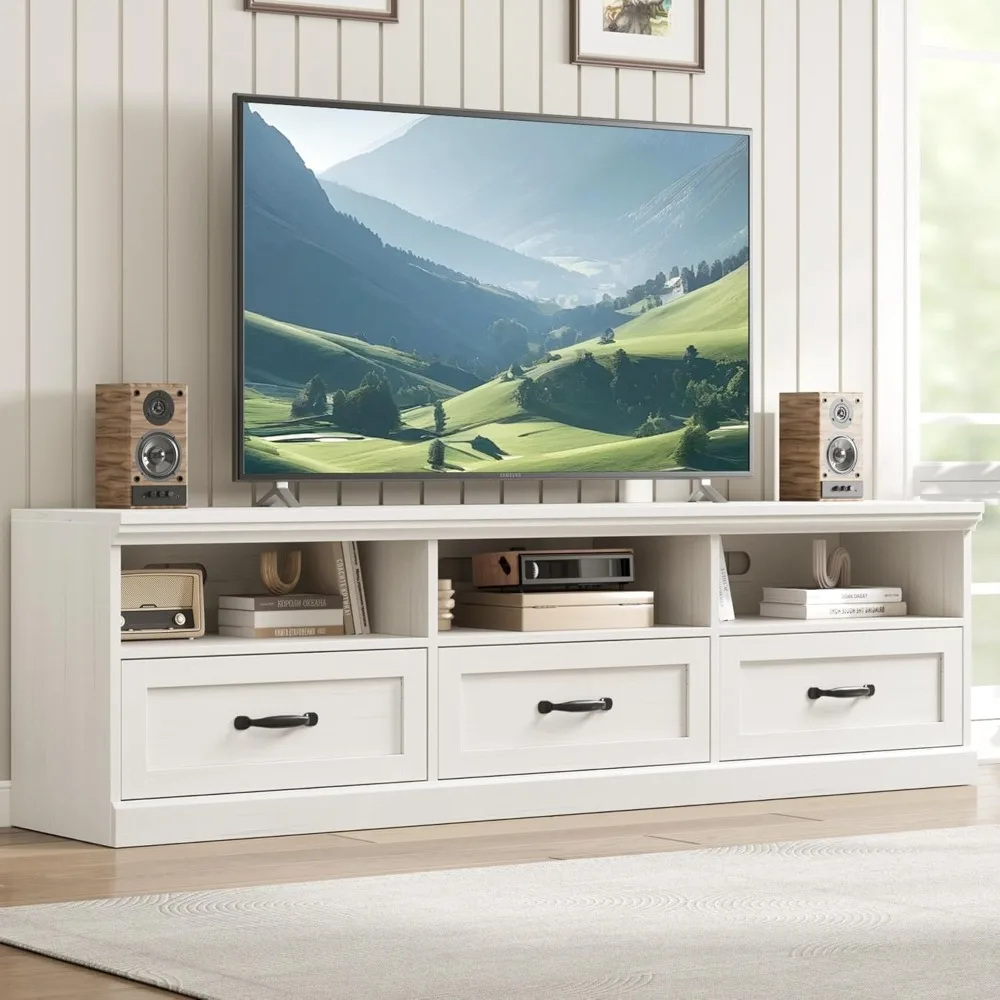 

TV Stand for 65/70/75 Inch TV, Entertainment Center with Storage Drawer, Mid-Century Modern TV Console with Open Shel