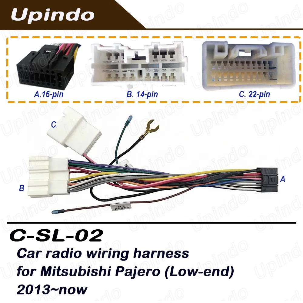 Android Radio Wiring Harness Adapter for Mitsubishi Lancer Pajero Stereo 16Pin Power Cable Connector Socket