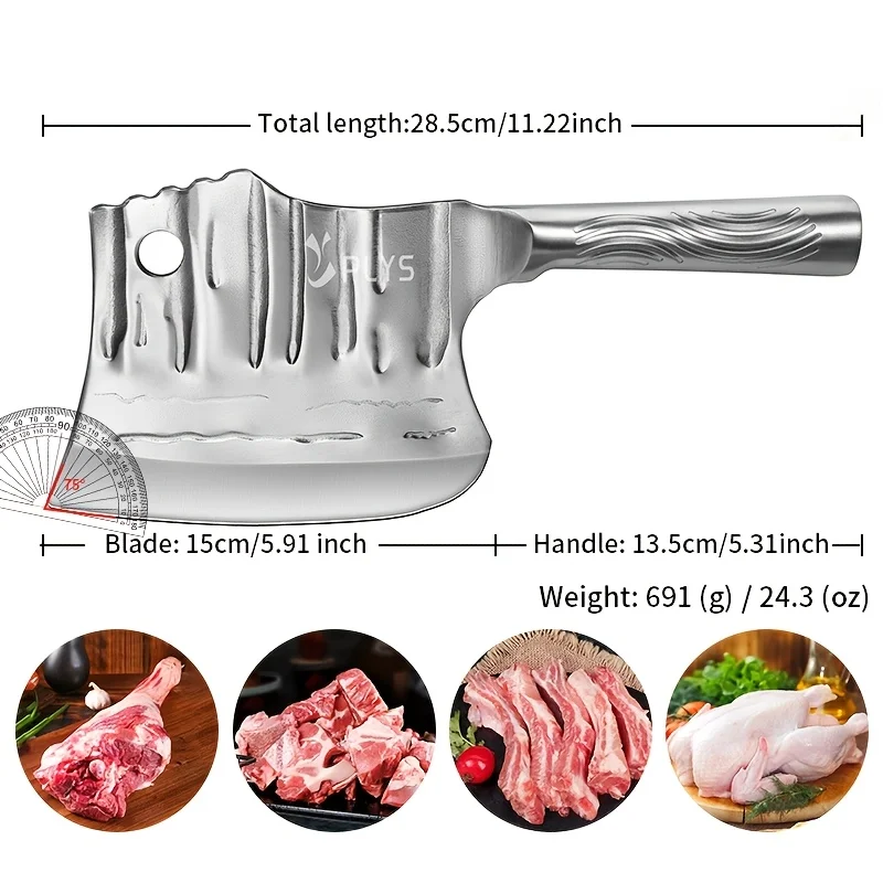 Chopping Knife All-steel Forged meat chopper kitchen tool for heavy duty tasks easy to cut beef bones, turkey, vegetables, gift