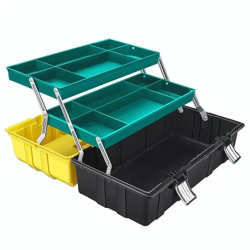 AIRAJ Hardware toolbox, household portable storage box, multifunctional three-layer toolbox, industrial grade box