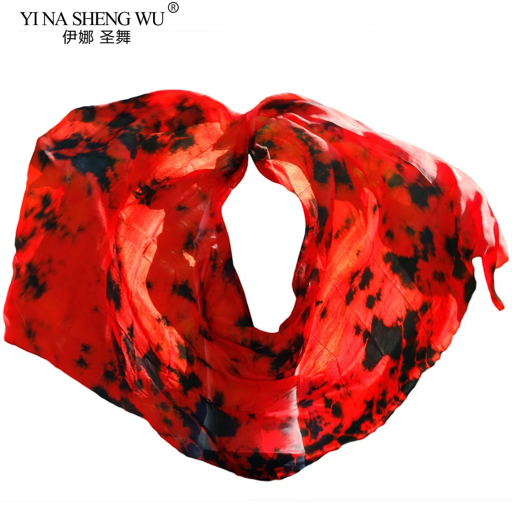 100% Silk High Quality Cheap Dance Veils Women's Sexy 100% Silk Belly Dance Veil Wholesale Tie Dyeing Multiple Colors Available