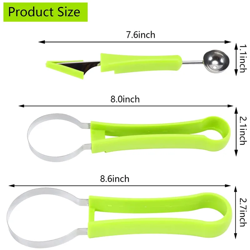Dual Head Fruit Baller Multi Functional Watermelon Slicer Cutter Scoop Fruit Carving Knife Platter Dig Pulp Separator