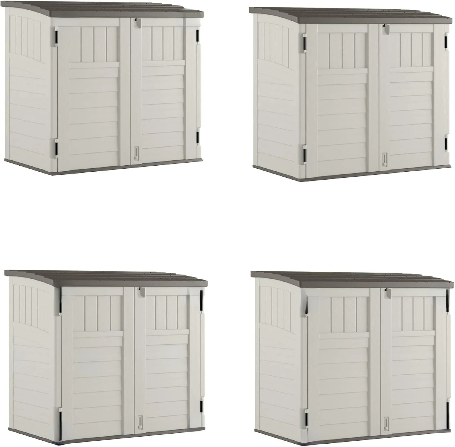 34 Cu Ft Capacity Horizontal Outdoor Storage Shed for Garbage Cans, Garden Accessories, Backyard, and Patio Use, Vanilla