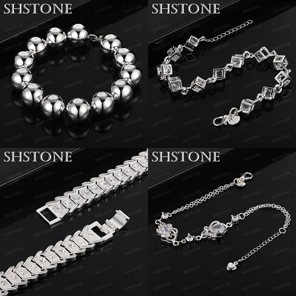 

Classic 925 Sterling Silver Square Teardrop Zircon Bead Chain Watch Strap Bracelets Wedding Party Fashion Jewelry Accessories
