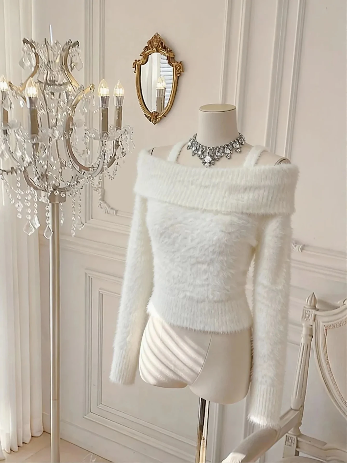 Pull rose mignon pour femme, haut coréen paresseux, chaud, une épaule, polyvalent, doux et confortable, nouvelle collection hiver