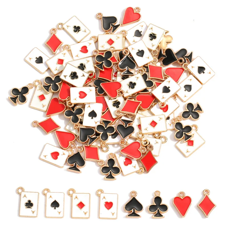 100pcs Creative Black/white Ace Poker Charms for Necklaces Earrings Bracelets Pendants DIY Jewelry Making Accessories