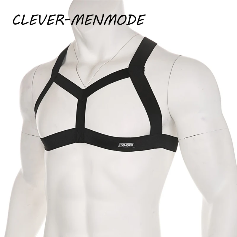 Lingerie masculina corpo peito arnês muscular bondage cabresto pescoço boate festa oco para fora trajes sexy correias arnês muscular