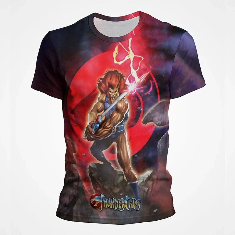 New Cartoon animation Thundercats printed T-shirt 3D Men's y2k casual round neck top Popular Harajuku children's Tees clothing