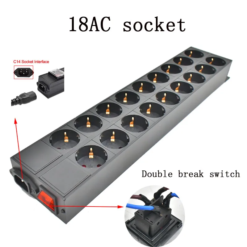 Imagem -04 - Pdu Electrical Power Strip Soquete Rede Cabinet Rack Universal Brasil Socket C14 Port Eua C13 16a Itália Reino Unido Tailândia Brasil 16 ou 18 ac Output