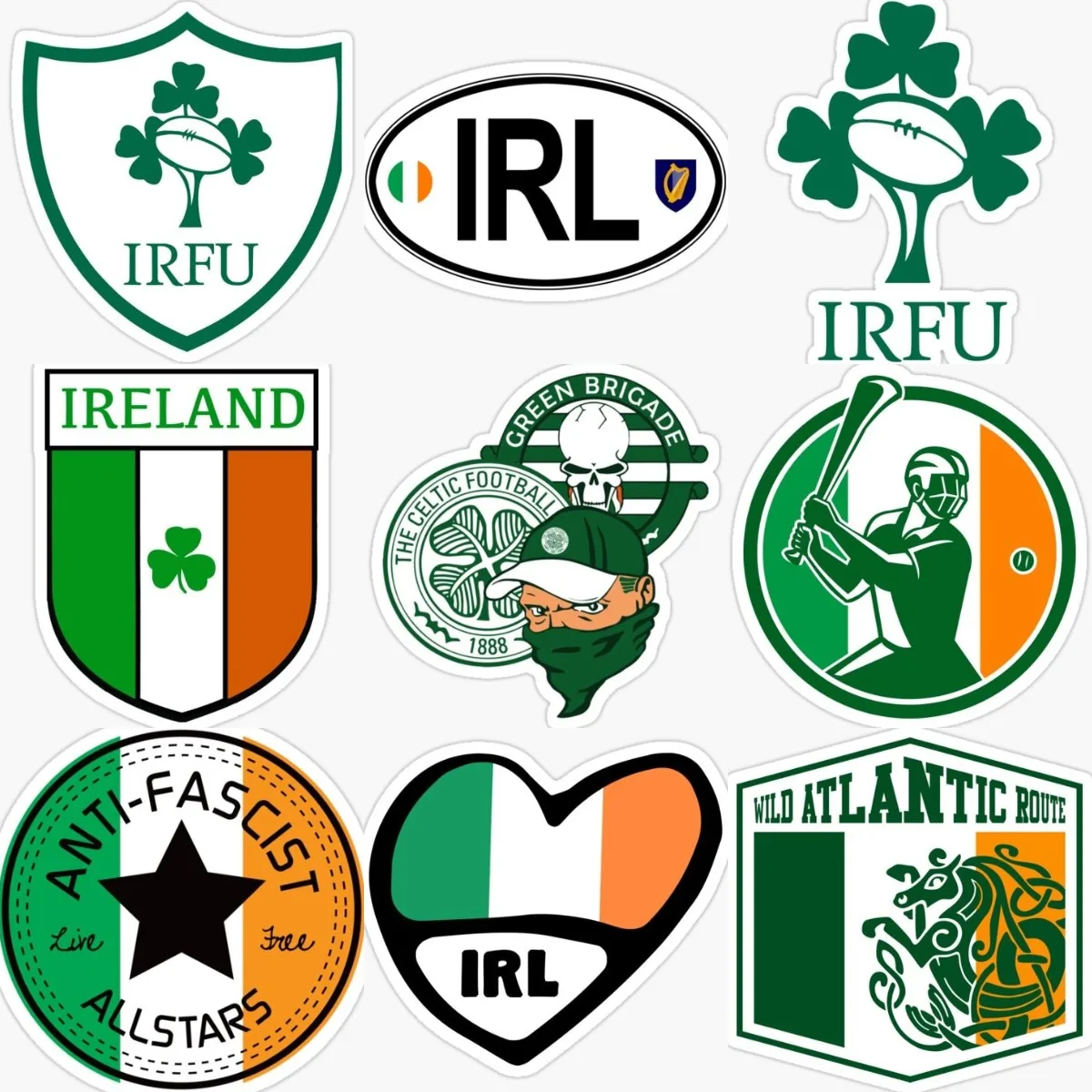 

Ireland Flag Emblem Luck Clover Creative Stickers Motorcycle Car Bicycle Laptop Truck Window Wall Helmet Room Off-road Decal