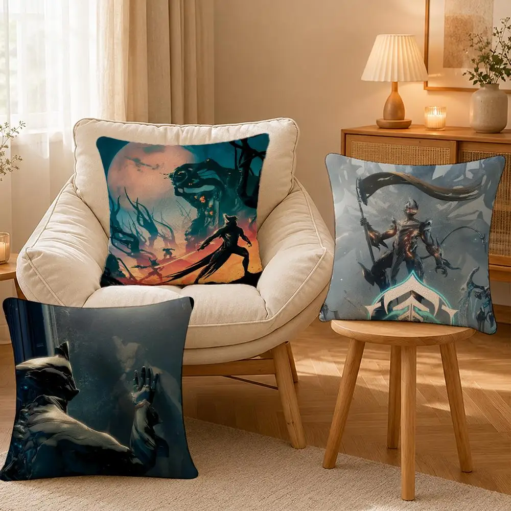Game Warframe Sci Fi Gamer Cushion Cover Personalized Short Plush Soft Bedroom Sofa Home Decor Gift