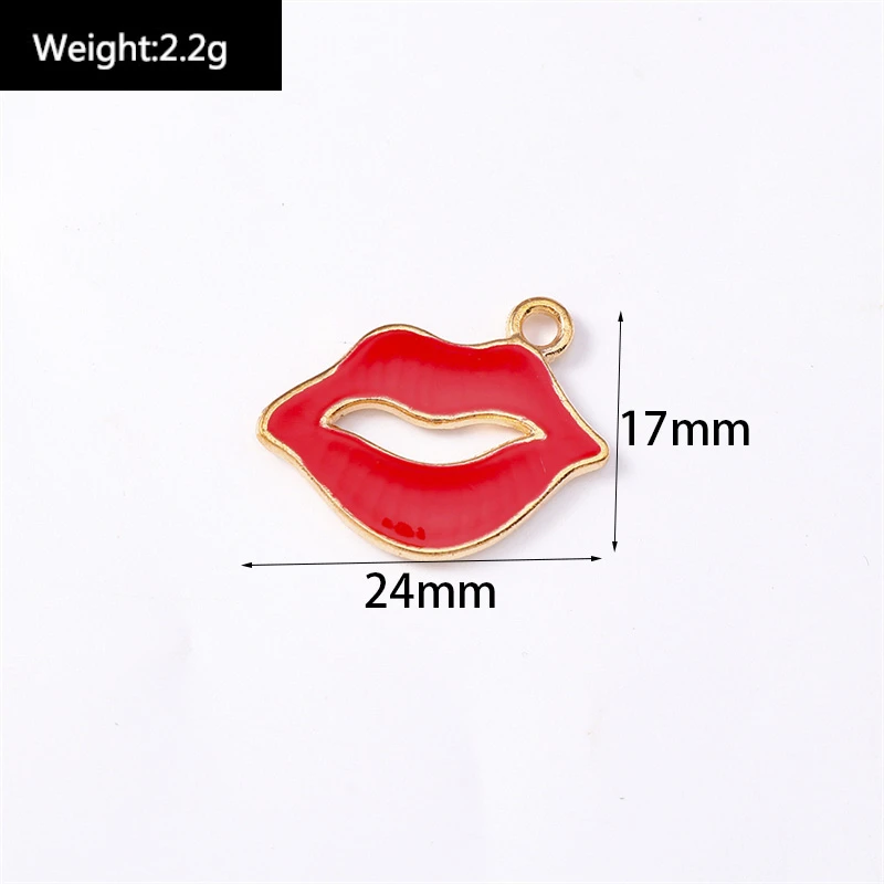 Duarte 20 Stück/Set Niedliche Emaille-Make-up-Anhänger in Form von roten Lippenstiften für Schmuckherstellung, Ohrringe, Halsketten, DIY-Bastelzubehör – Detail 5