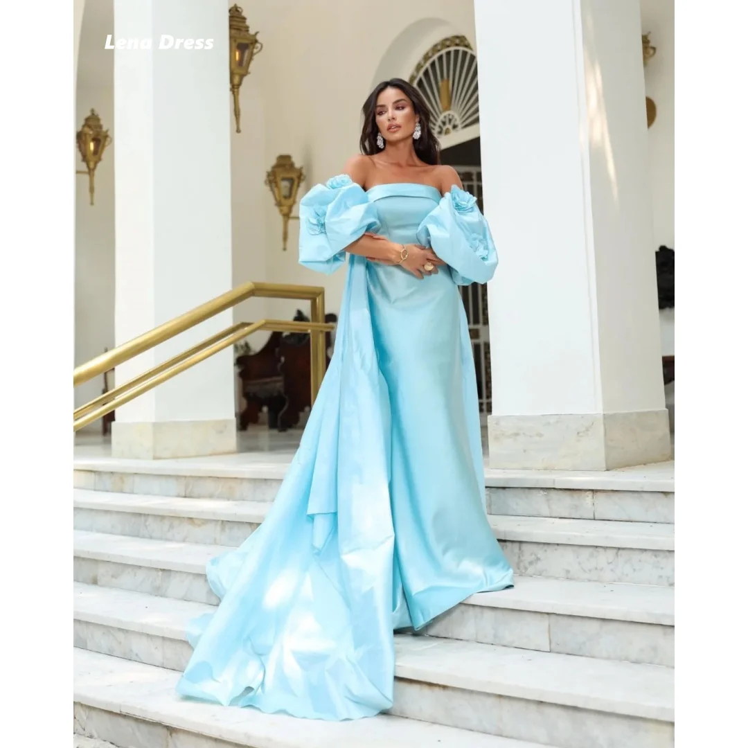 

Lena Evening Dresses Woman Elegant Dresses for Special Event Sky Blue Luxury Prom Dress 2025 Satin Cloth Custom Made Shawl Party