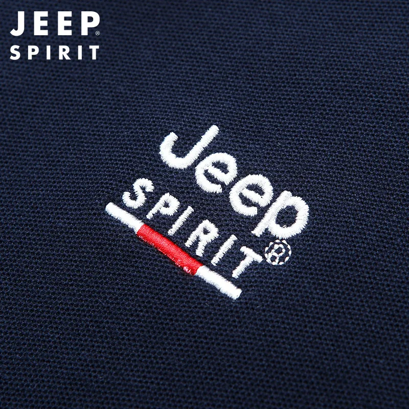 JEEP SPIRIT polo shirt short-sleeved men lapel casual  cotton material loose embroidered  breathable high-quality top clothes