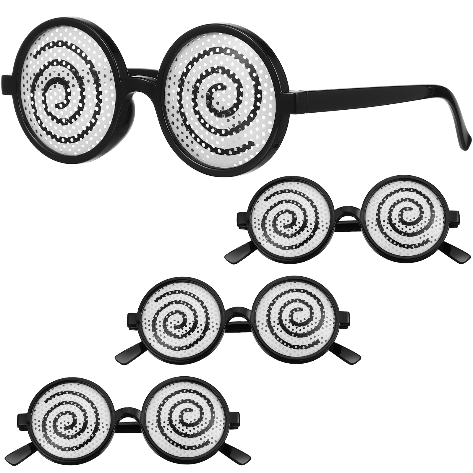 

4 Pcs Dizzy Glasses Round Frame Lightweight Comfortable Fun Party Photo Props Novelty Eyeglasses Accessories