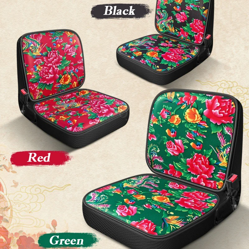 Big Flower Cloth Seat Cover Full Coverage Comfortable Seat Cushion Mat for Excavator Forklift Engineering Vehicle Agricultural