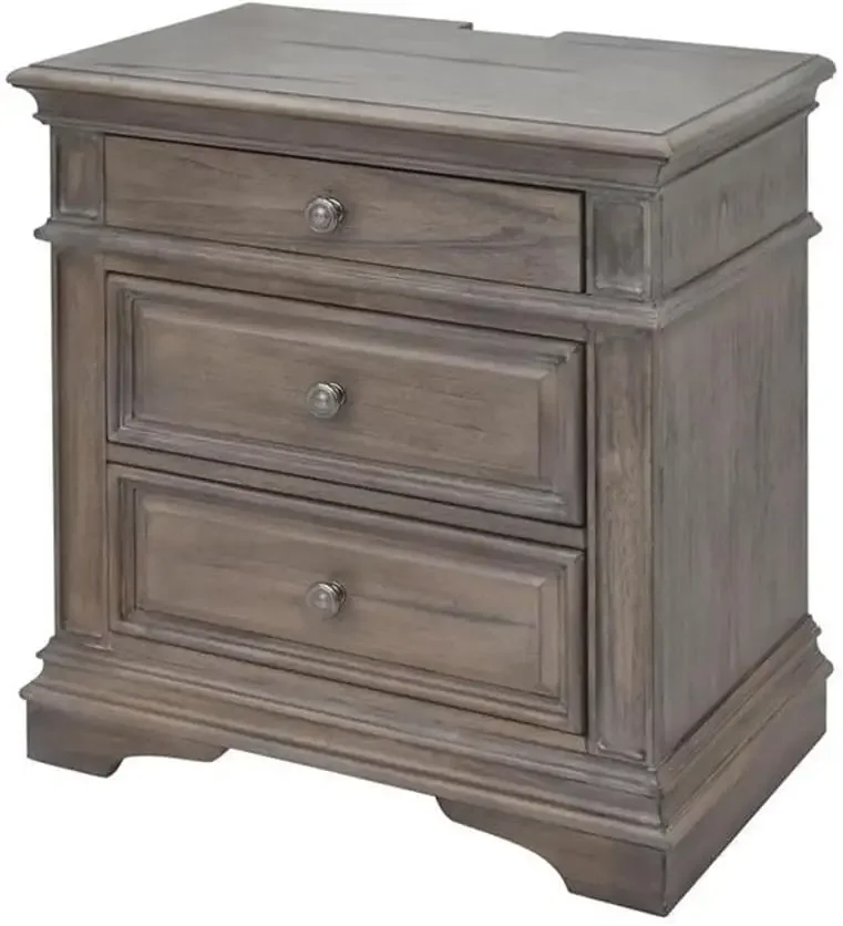 

17"D X 28"W X 29.5"H Nightstand Set of 2 with 3 Drawers, Hardware Knobs in Soft Pewter Finish, Square Solid Wood Nightstand