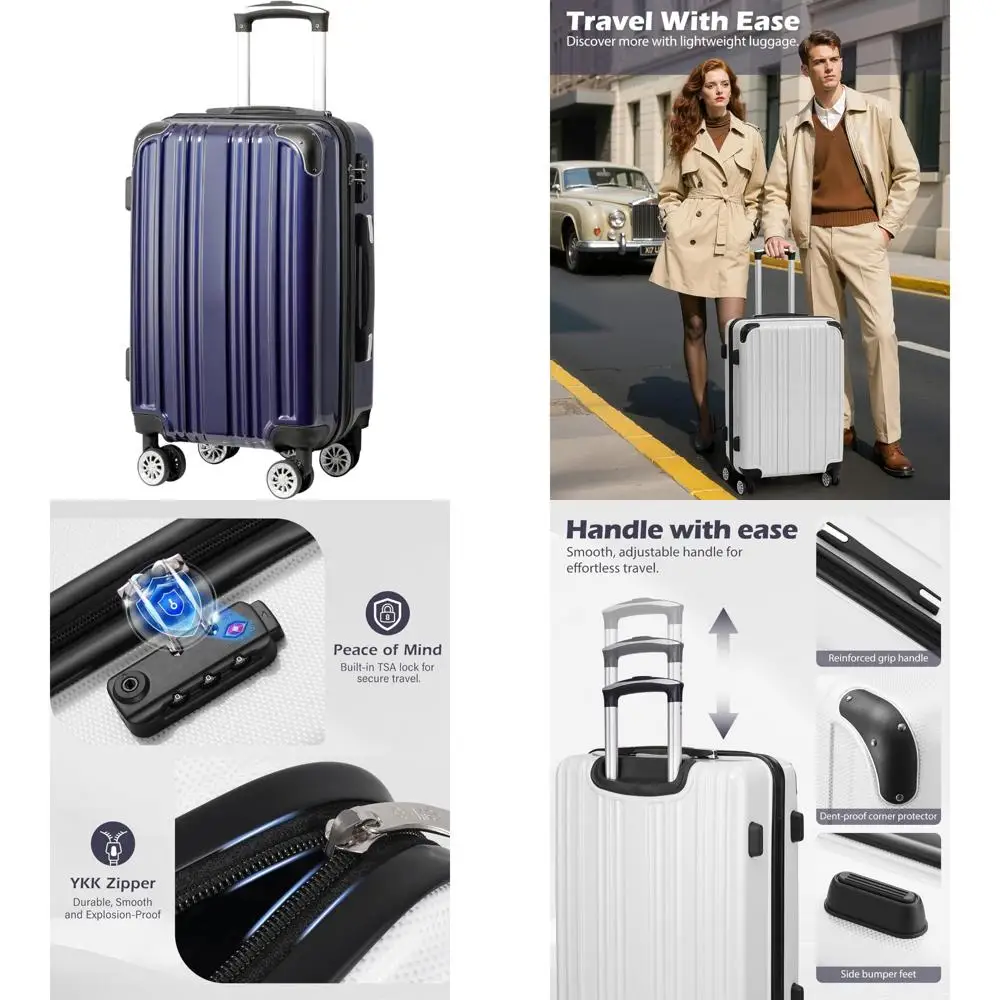 Valigia Spinner espandibile da 20 pollici, 24 pollici, 28 pollici - Bagaglio a mano in blu scuro, ideale per i viaggi