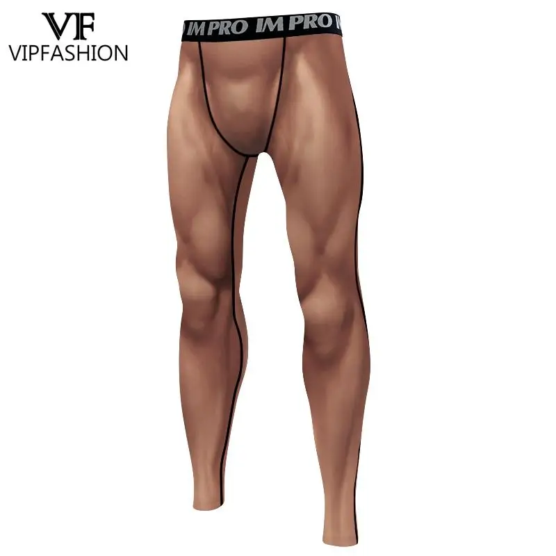 VIP FASHION Compression Tights Men Muscle Print Pants Running Workout Fitness Trousers Bodybuilding Jogging Cosplay Clothing