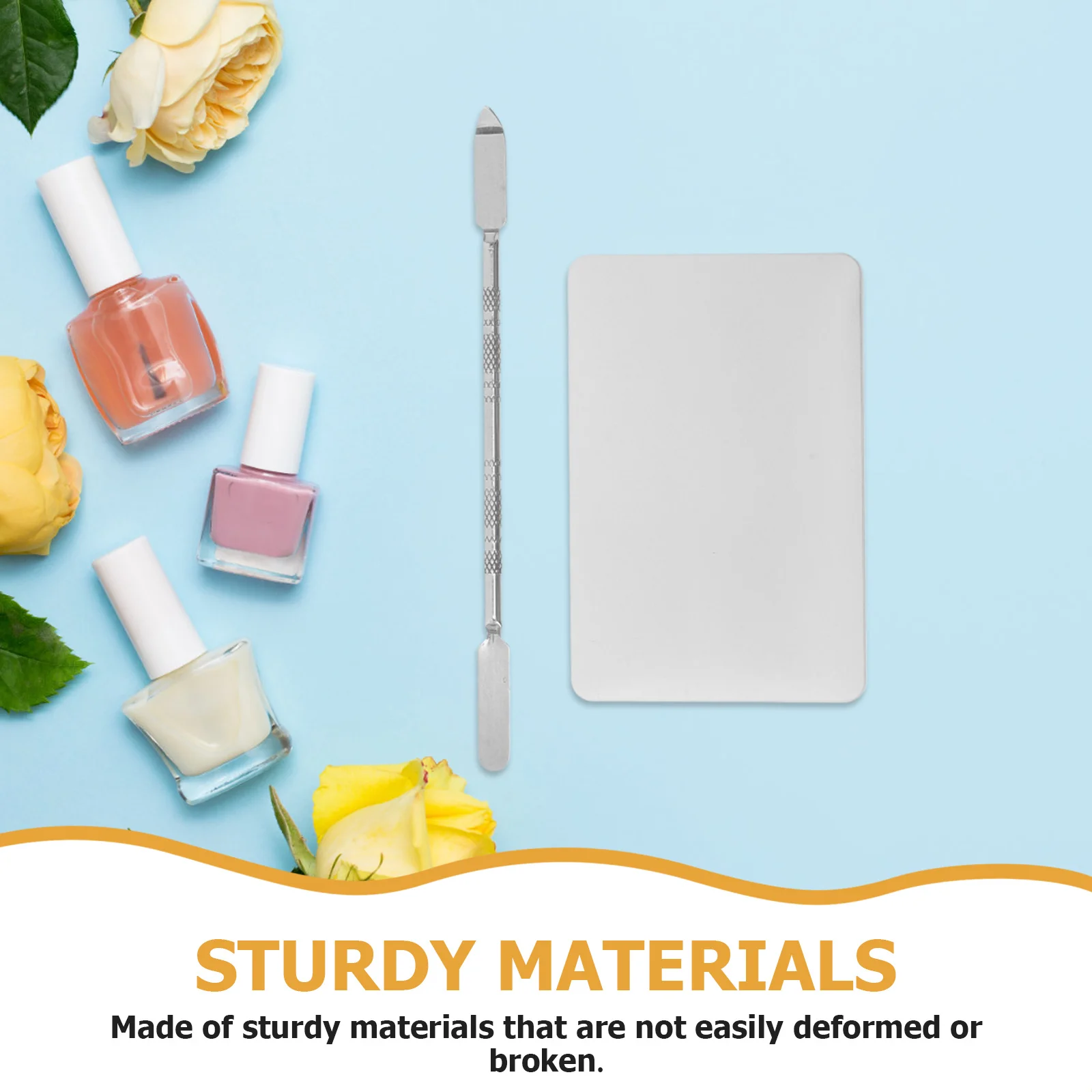 لوحة خلط فن الأظافر المحمولة من الفولاذ المقاوم للصدأ، أداة مزج ألوان الطلاء مع ملعقة احترافية #6