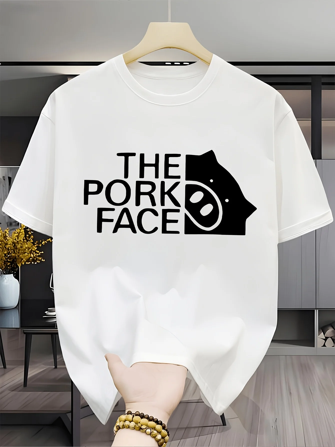 Fun Parody T-shirt Cute Pork Face Women's Comfortable Home Clothes Round Neck Unisex Daily Wear Women Tshirt