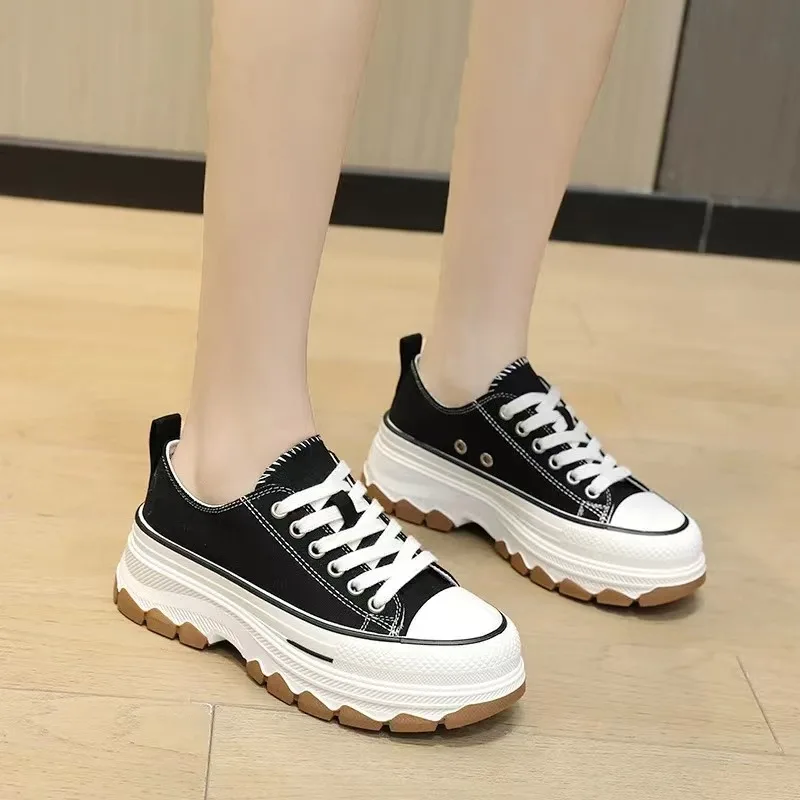 Canvas Shoes for Women Breathable Running Platform Sneakers Summer Fashion Casual Walking Flats Round Toe Lace Up Tennis Shoes