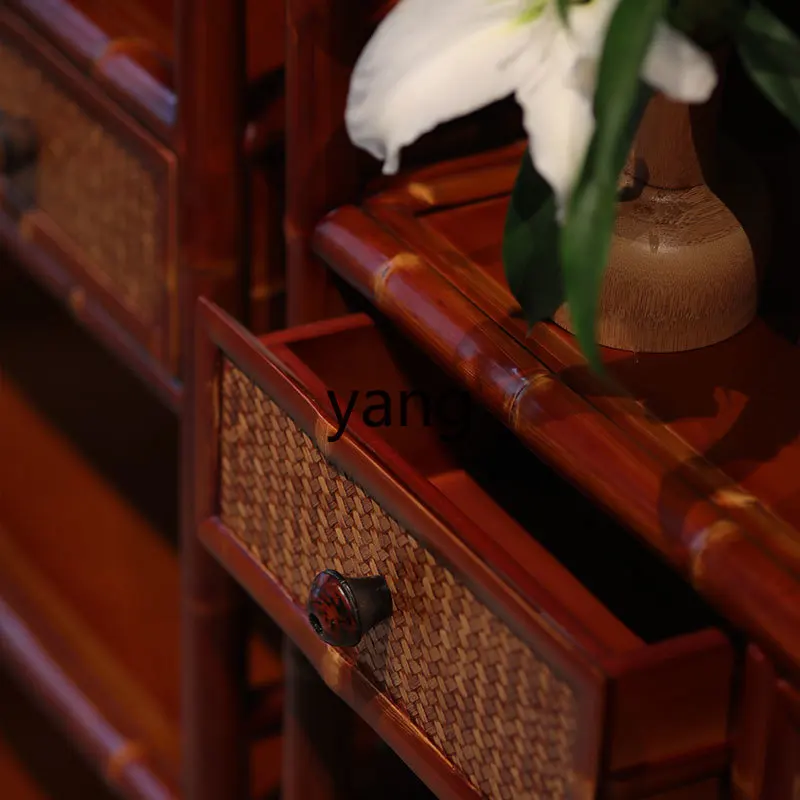 LH  Ming-style bookshelf handmade round bamboo antique grid rack Chinese display rack